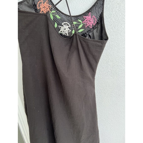 VTG Sweetees Embroidered Floral Black Zip Up Dress Boho Womens Size 8 - Picture 10 of 15